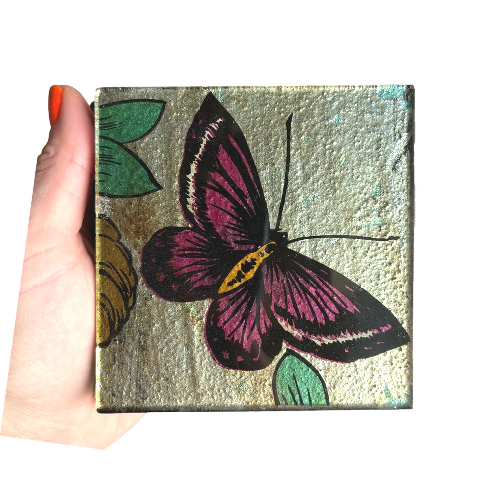 Butterfly Coasters with Purple and Green Accents